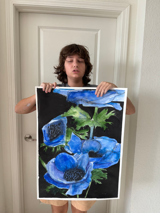 Anemone Flower - ORIGINAL Watercolor artwork 22x30”