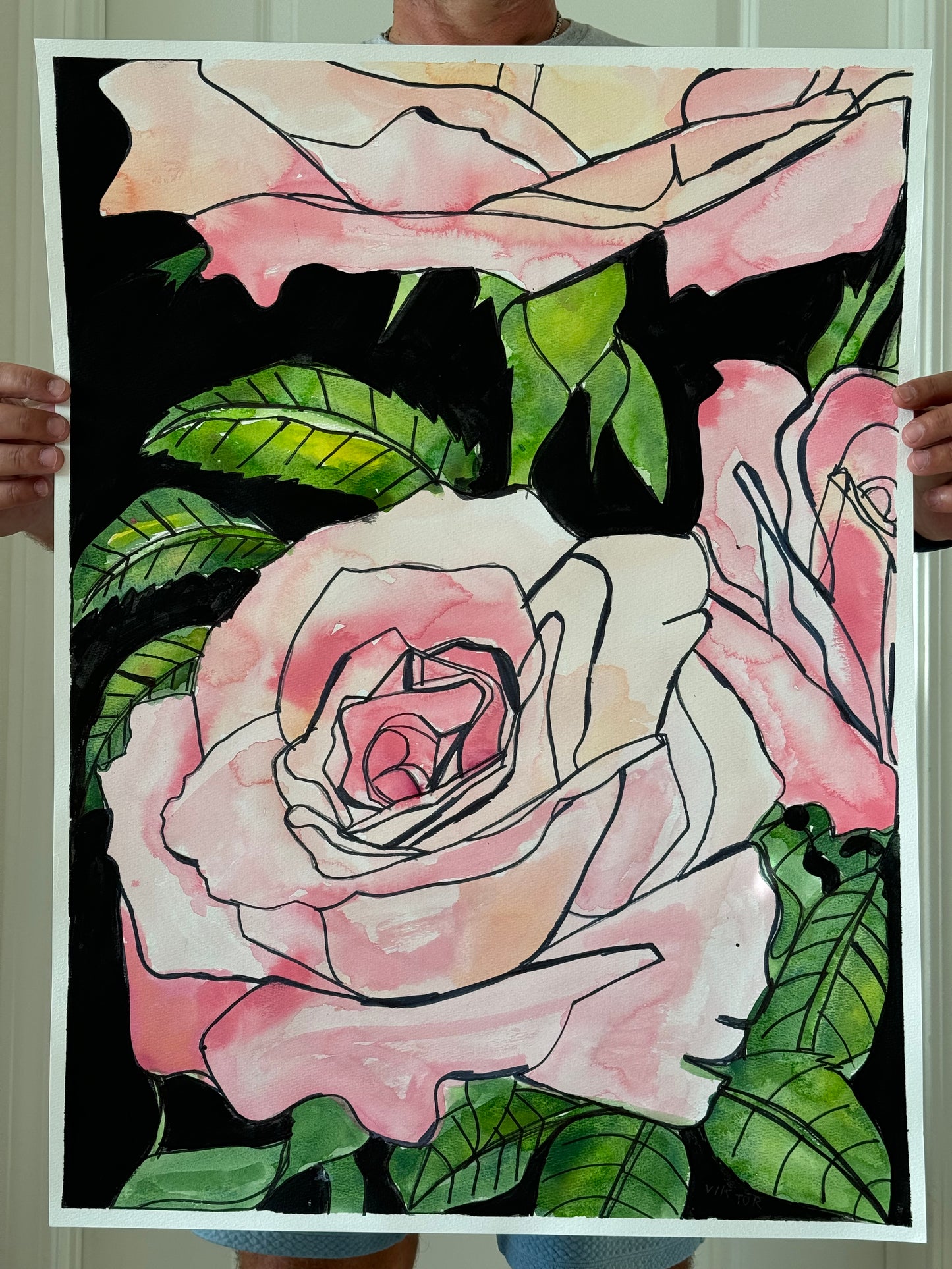 Pretty Lady Rose - ORIGINAL Watercolor artwork 22x30”