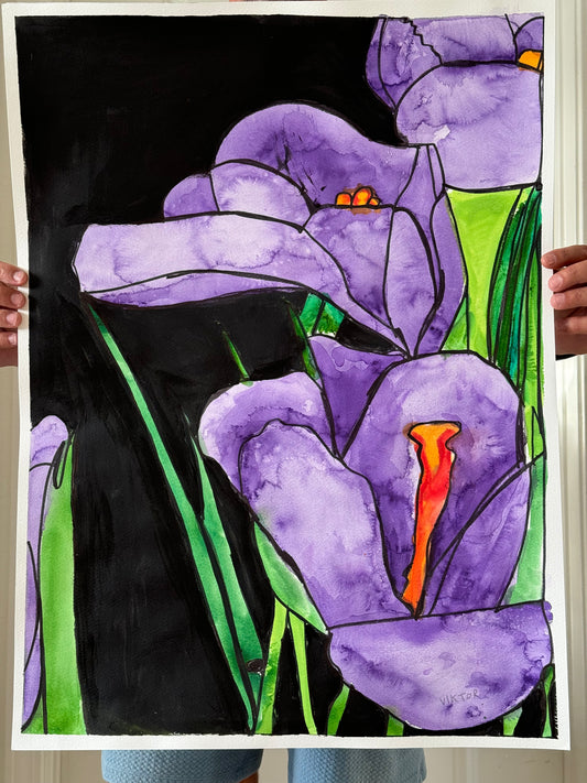 Purple Calla - ORIGINAL Watercolor artwork 22x30”