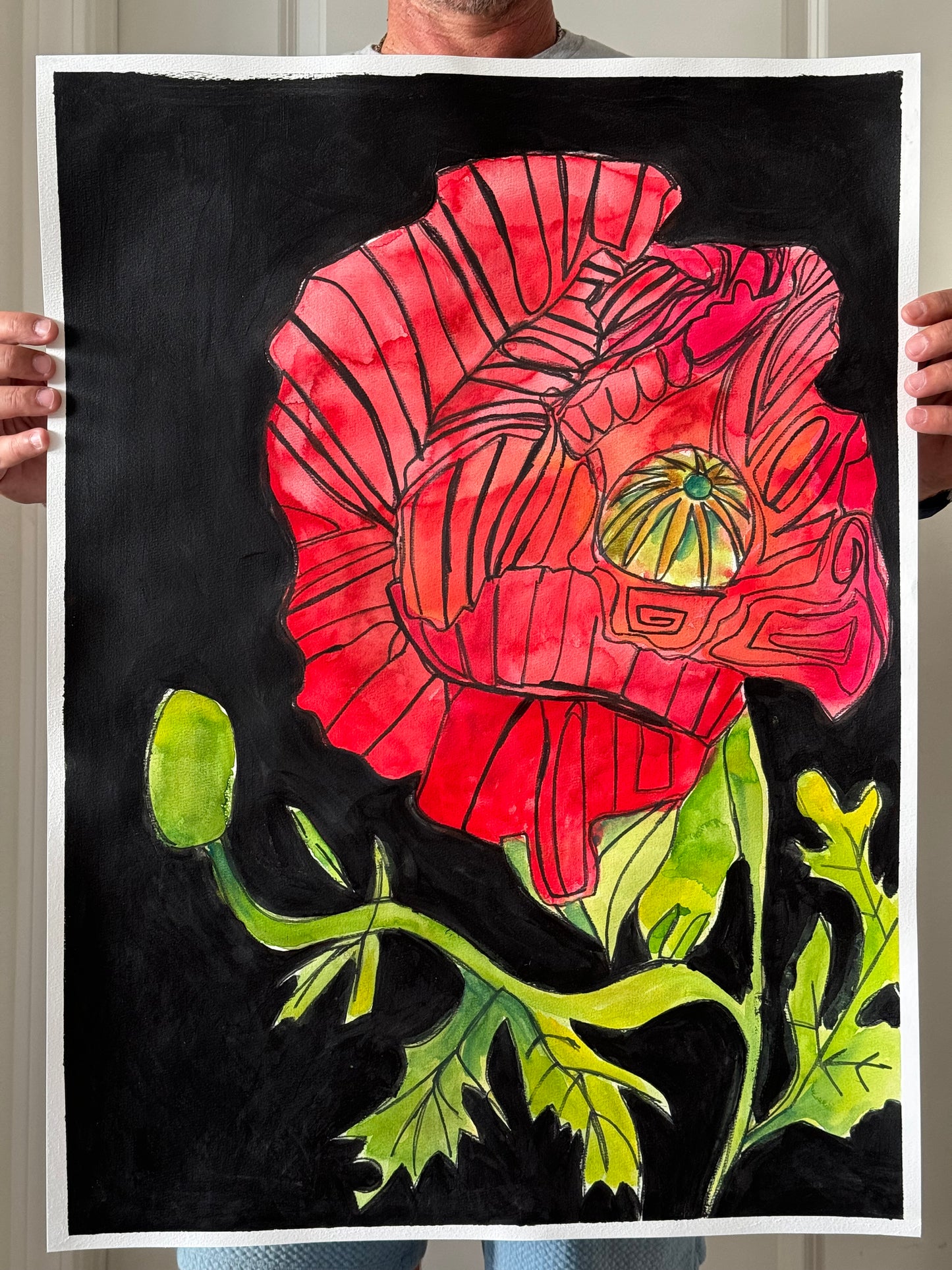 The Poppy - ORIGINAL Watercolor artwork 22x30”