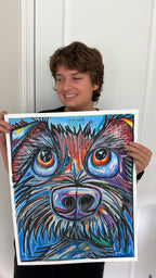 Azure - ORIGINAL OIL PASTEL ARTWORK - 19x24" (video attached)