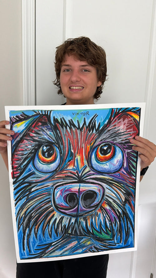 Azure - ORIGINAL OIL PASTEL ARTWORK - 19x24" (video attached) - Vichy's Art