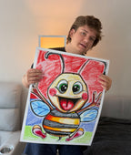 Zee the Bee - ORIGINAL OIL PASTEL ARTWORK - 19x24" (video attached)