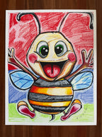Zee the Bee - ORIGINAL OIL PASTEL ARTWORK - 19x24" (video attached)