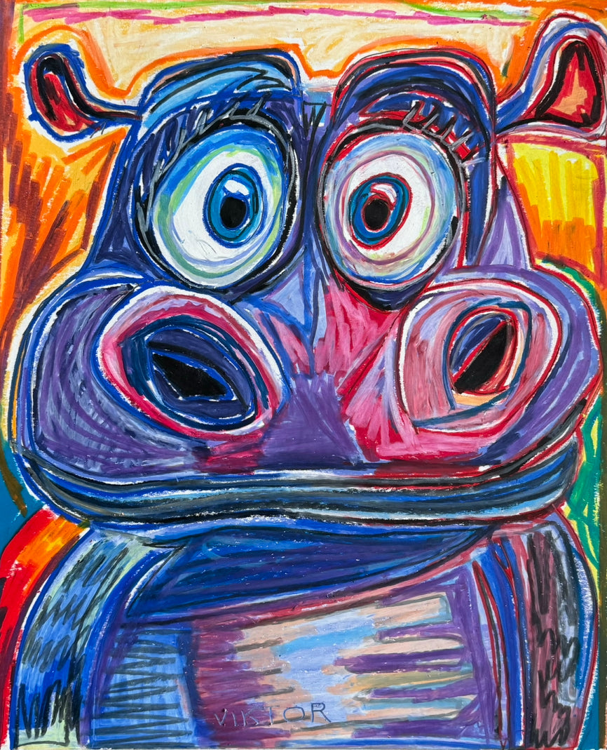 The Purple Hippo - Art Prints