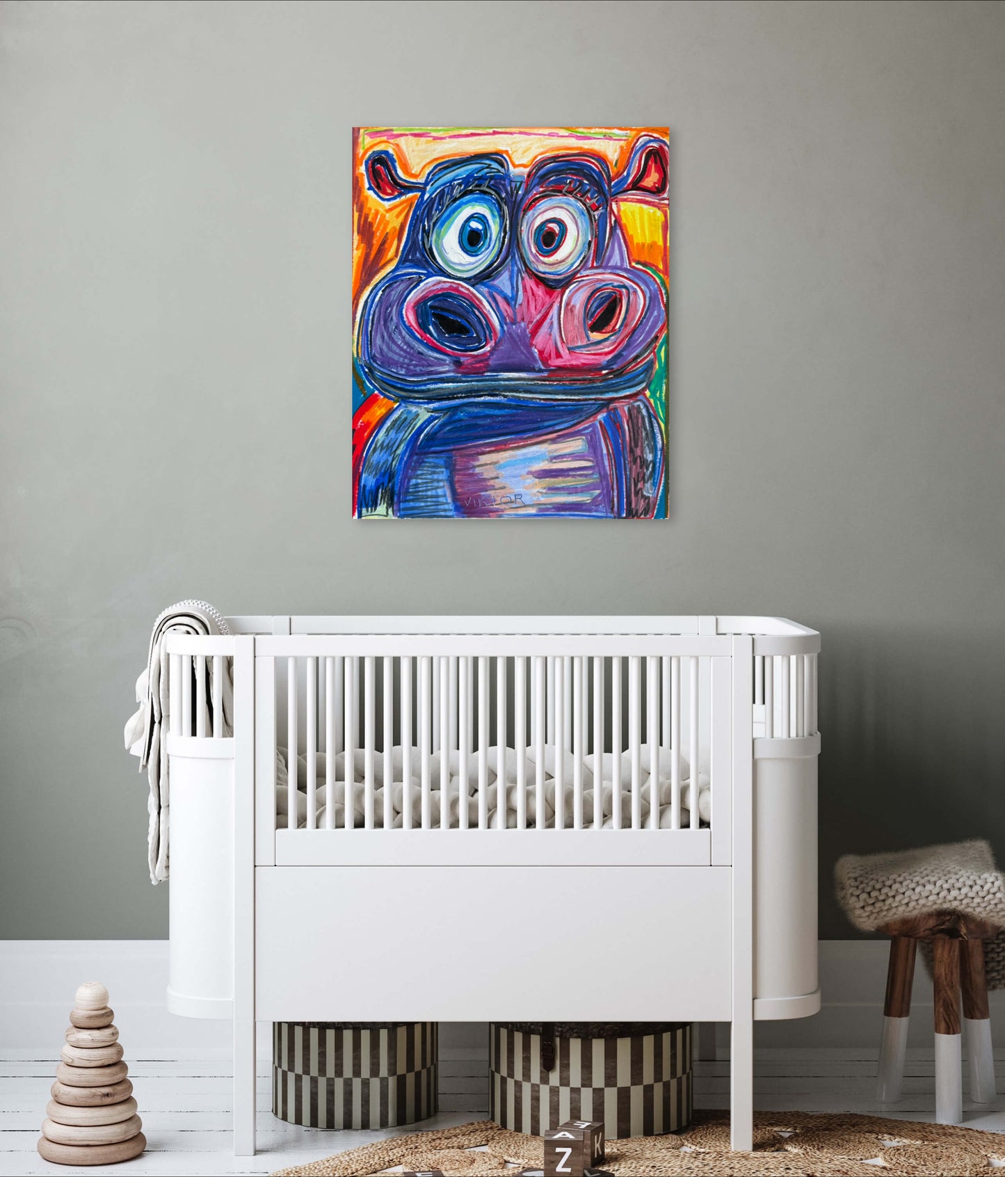 The Purple Hippo - Art Prints