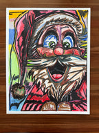 Joyful Santa - ORIGINAL OIL PASTEL ARTWORK - 19x24" (video attached)
