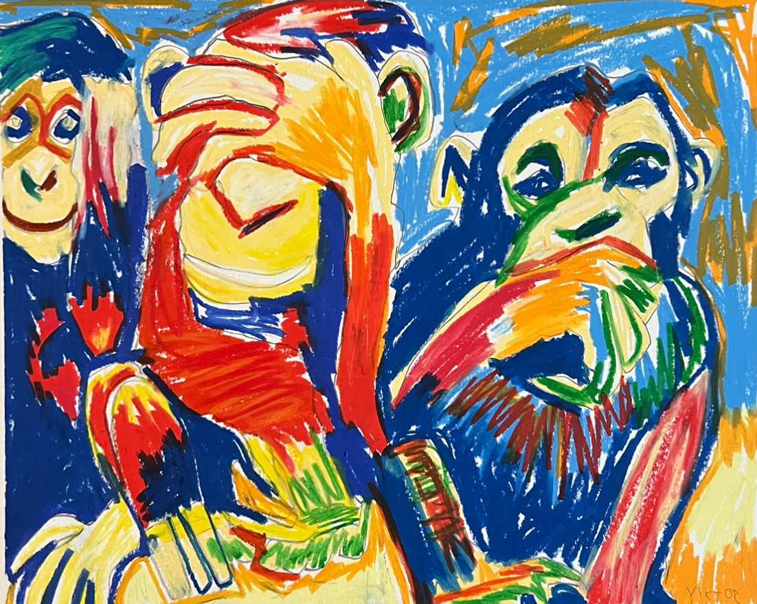 The Abstract Wise Monkeys - fine prints and canvas prints in more size