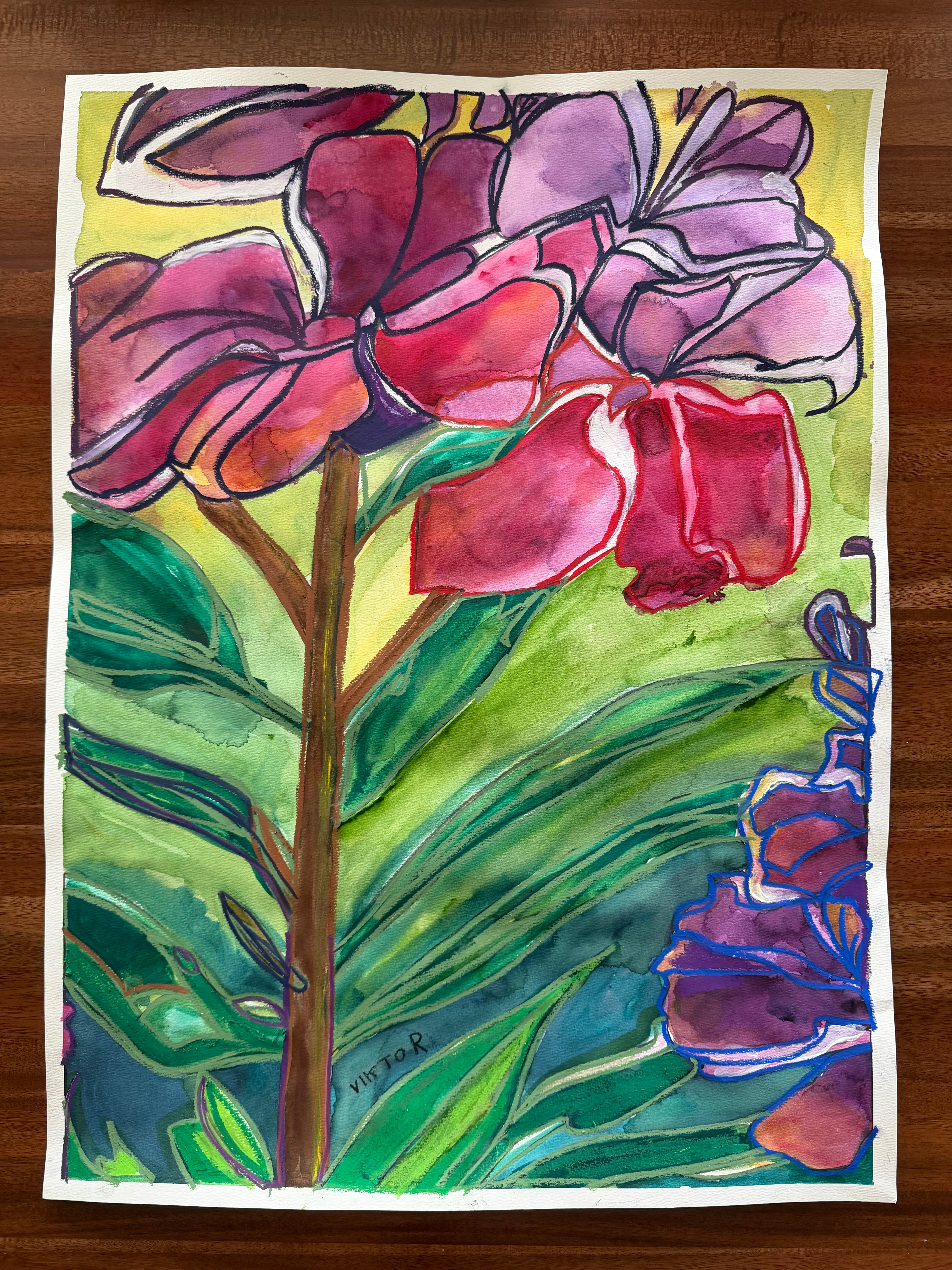 Desert Wild Flowers - ORIGINAL artwork 22x30” (video attached)