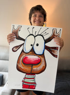 Frosty's Furry Friend - ORIGINAL OIL PASTEL ARTWORK - 22x30" (video attached)