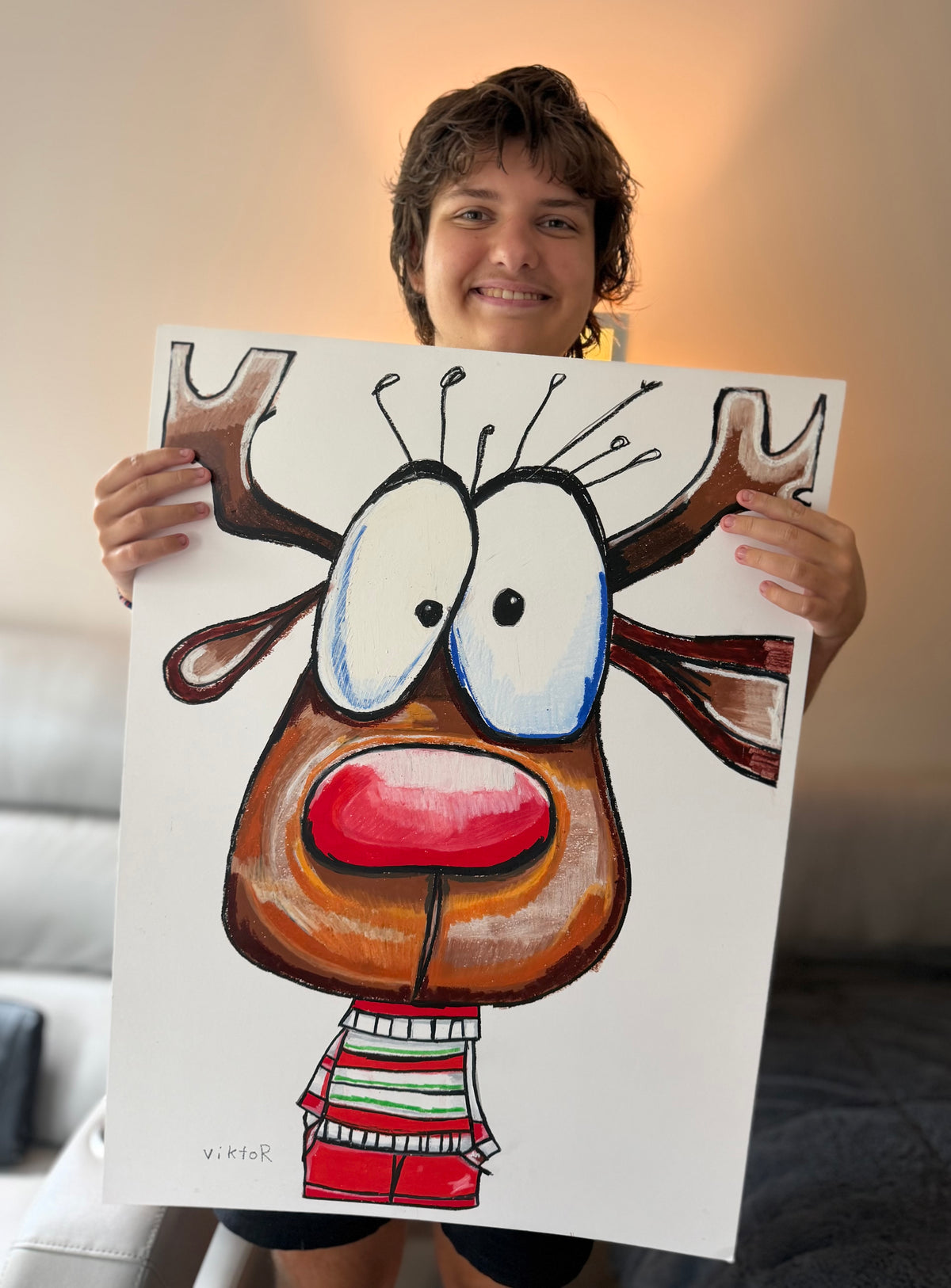 Frosty's Furry Friend - ORIGINAL OIL PASTEL ARTWORK - 22x30" (video attached)