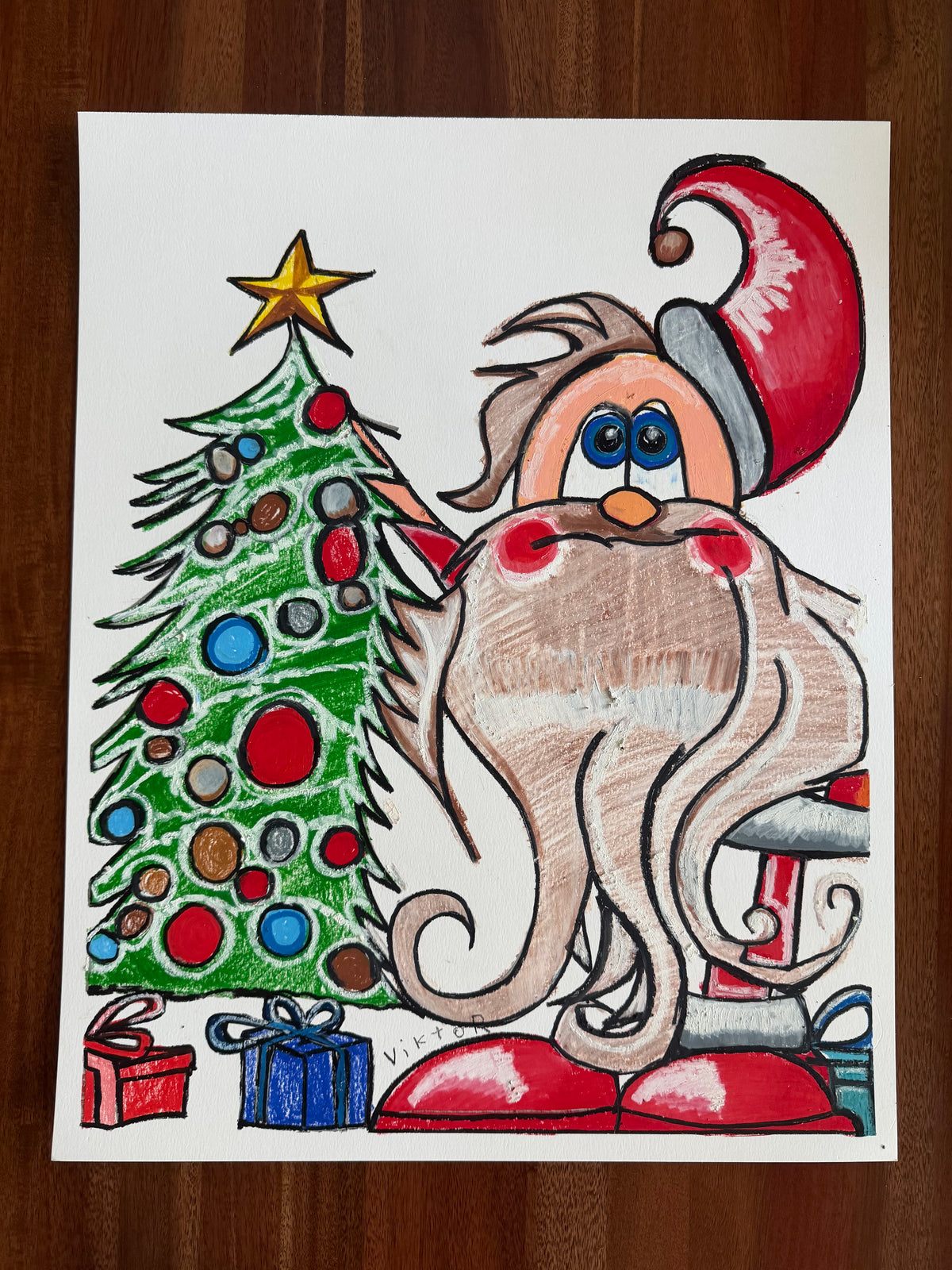 Jolly Holly - ORIGINAL OIL PASTEL ARTWORK - 19x24"