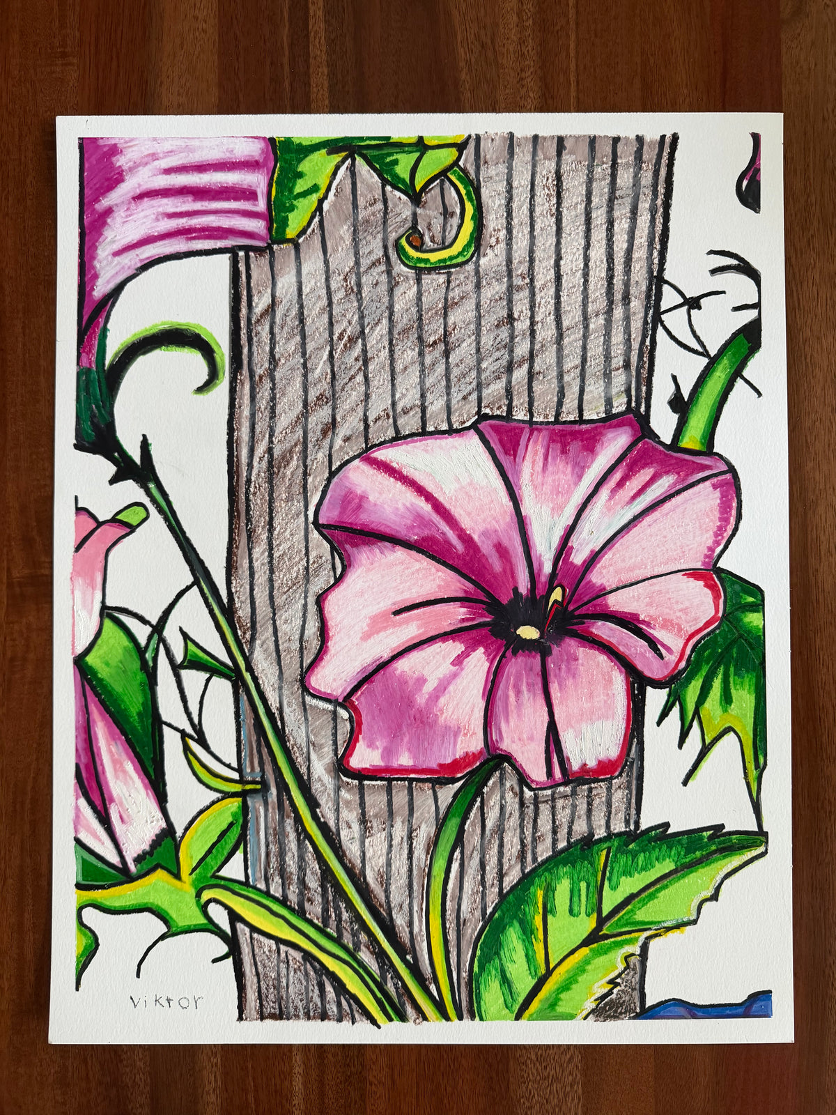 Petunia's Blush - ORIGINAL OIL PASTEL ARTWORK - 19x24"