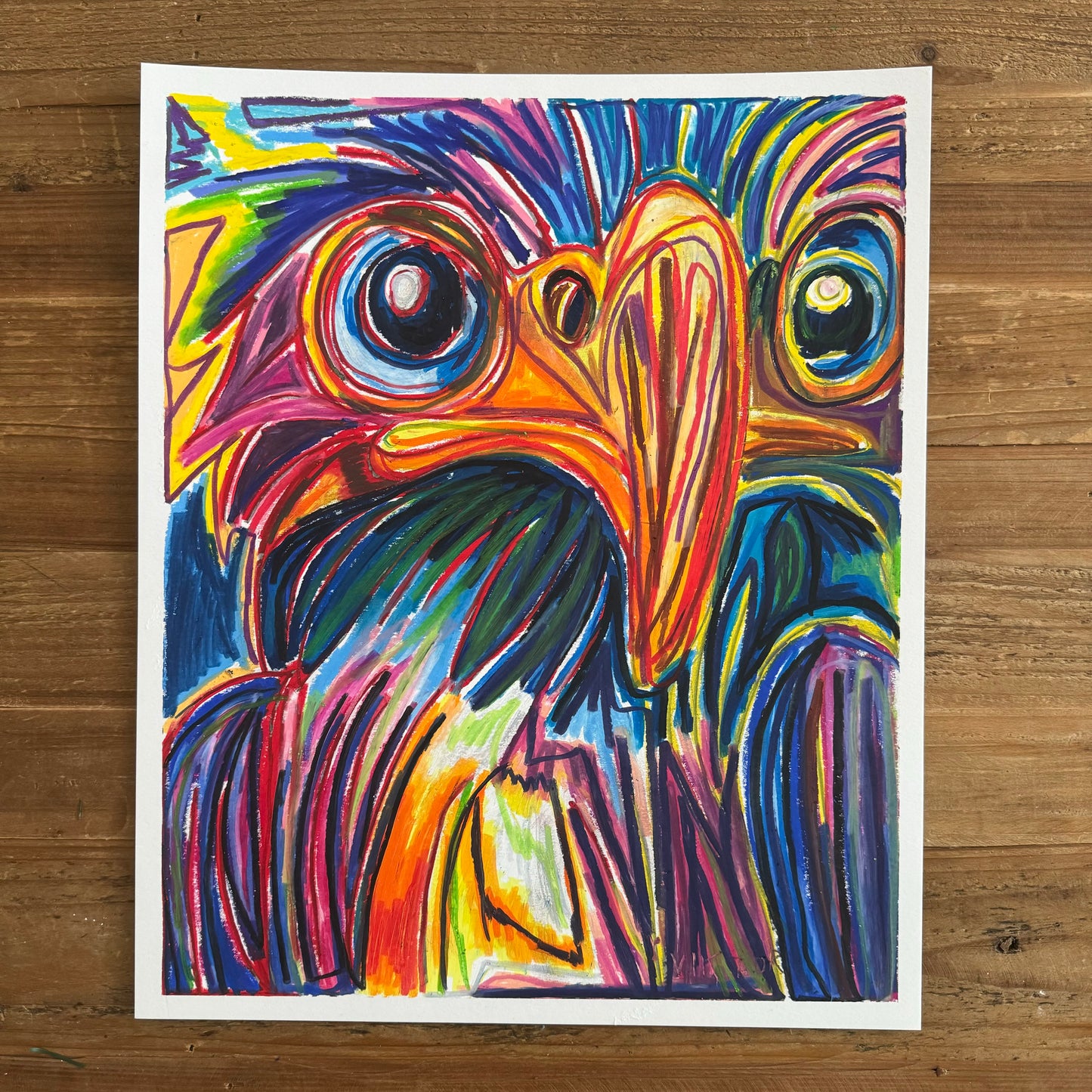 Goliath The Eagle - ORIGINAL OIL PASTELS ARTWORK (size: 14x17”)