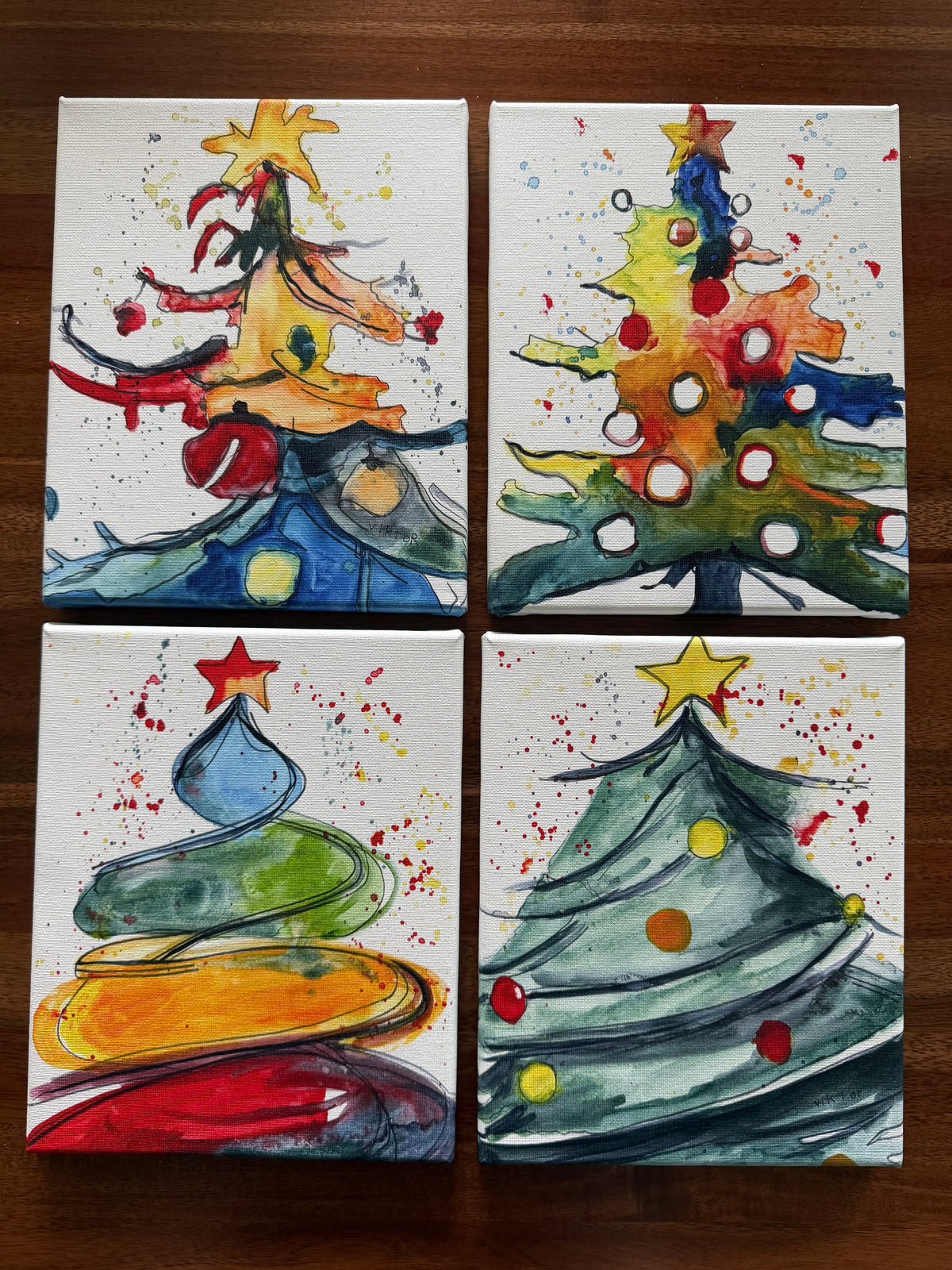 The Christmas Tree Series - Set of 4 Trees in a paper/canvas prints