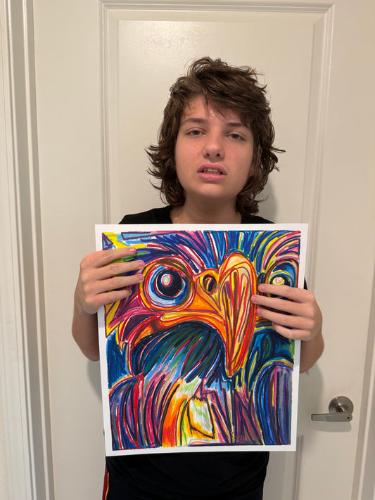 Goliath The Eagle - ORIGINAL OIL PASTELS ARTWORK (size: 14x17”)