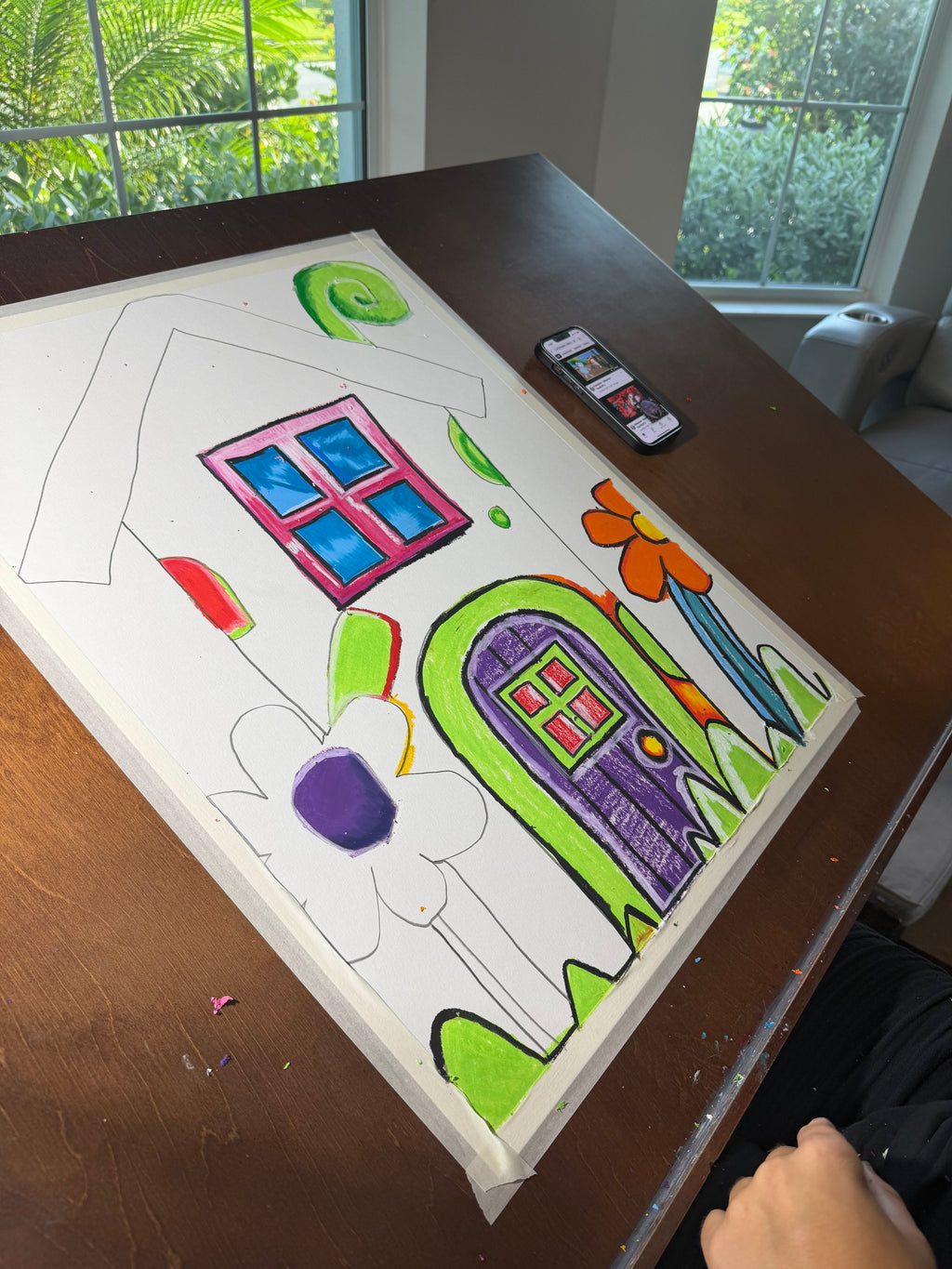 Happily Ever After Home - ORIGINAL OIL PASTEL ARTWORK - 19x24"