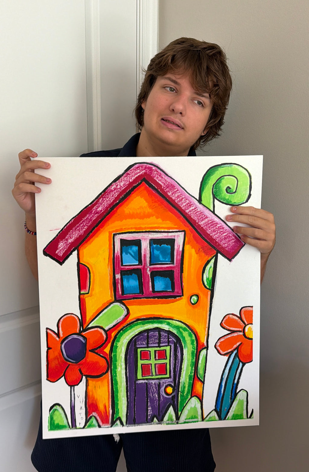 Happily Ever After Home - ORIGINAL OIL PASTEL ARTWORK - 19x24"