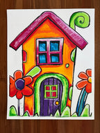 Happily Ever After Home - ORIGINAL OIL PASTEL ARTWORK - 19x24"
