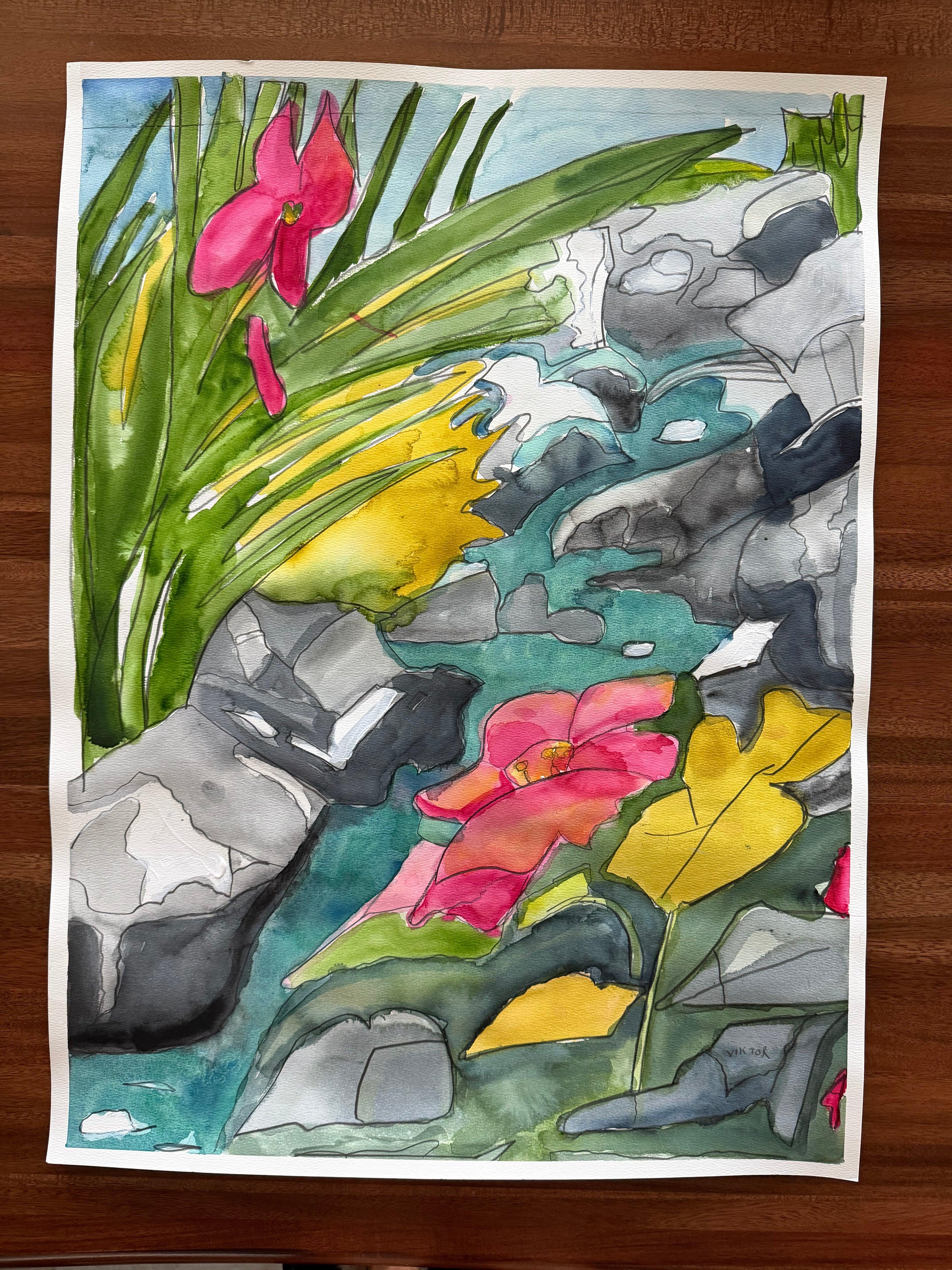 Mountain Stream - ORIGINAL Watercolor artwork 22x30”