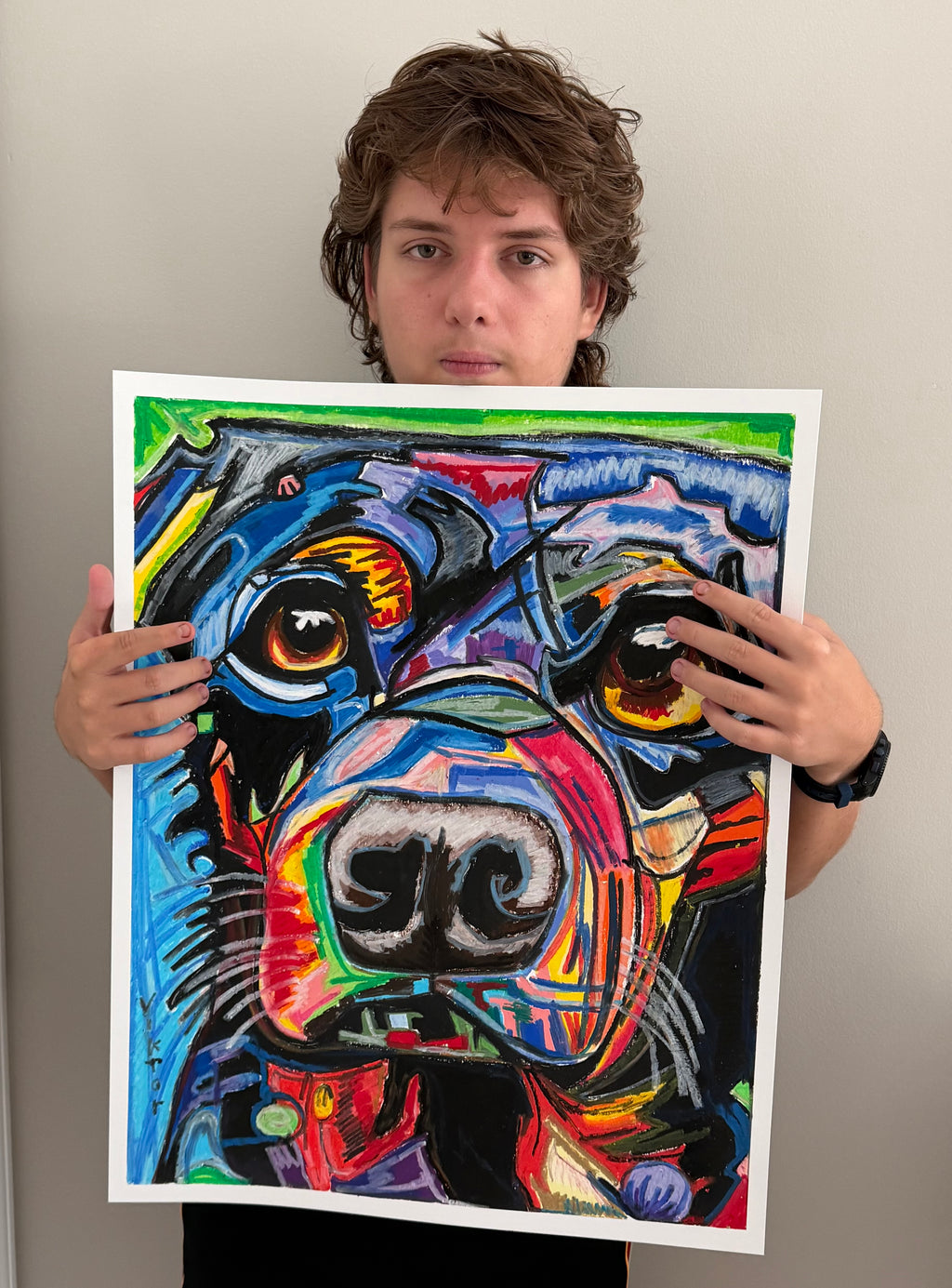 Ivory Black Labrador - ORIGINAL OIL PASTEL ARTWORK - 19x24" (video attached)