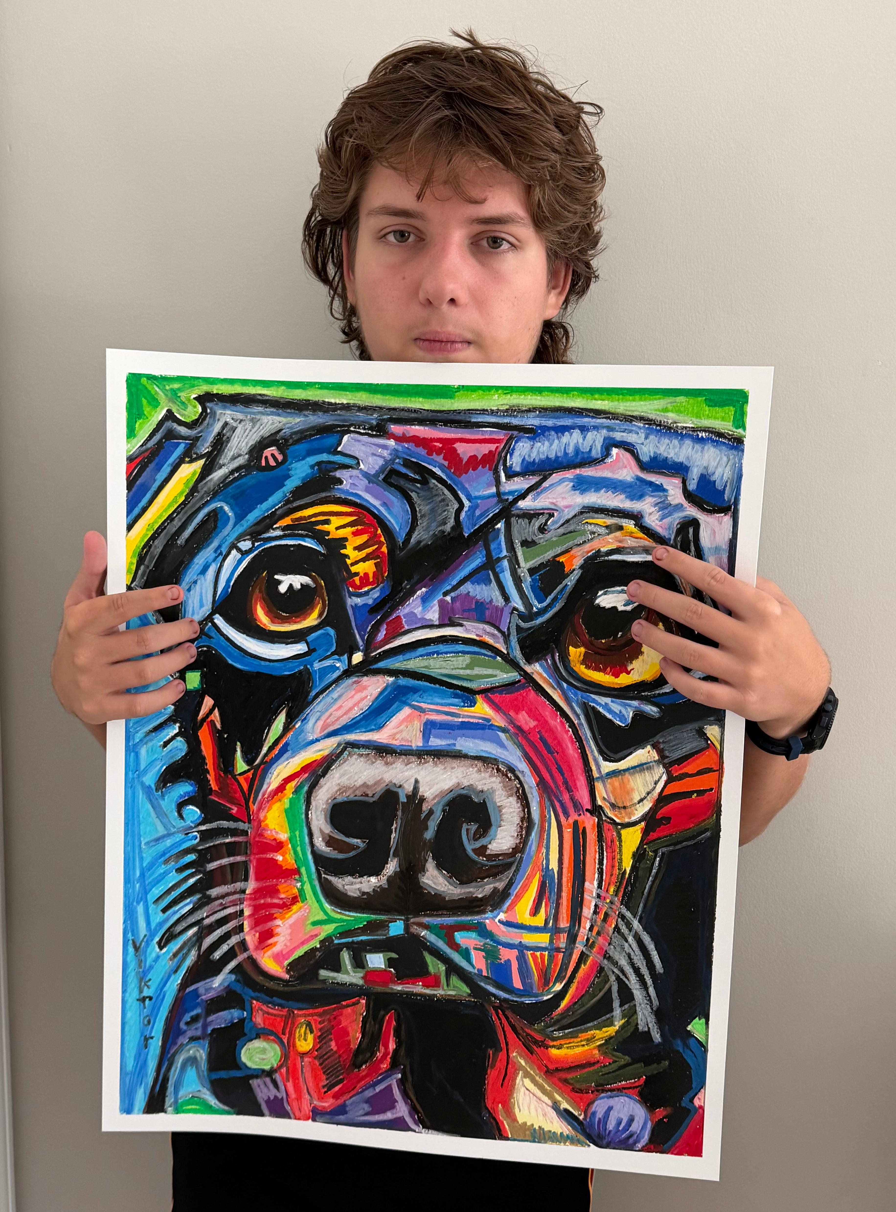 Ivory Black Labrador - ORIGINAL OIL PASTEL ARTWORK - 19x24" (video attached)