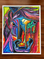 Colorful Horse - ORIGINAL OIL PASTEL ARTWORK - 19x24" (video attached)