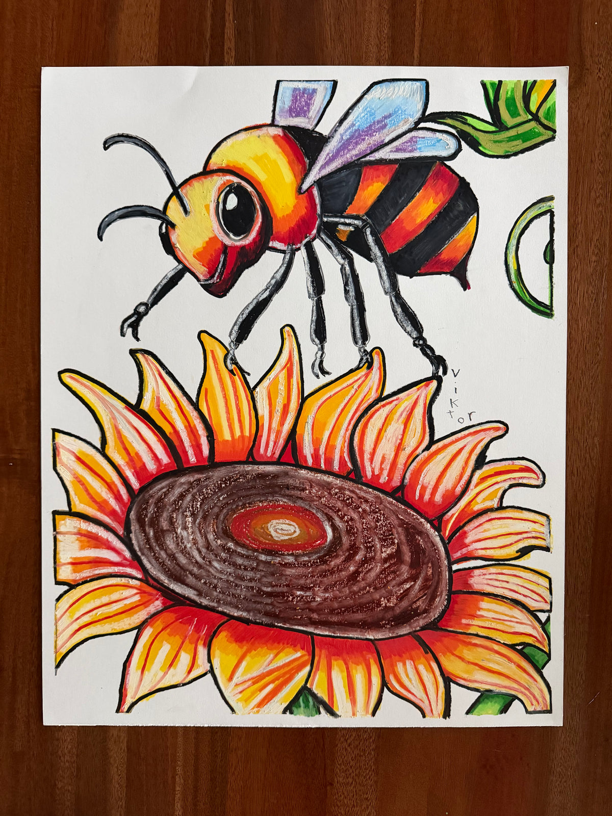 Bee's Paradise - ORIGINAL OIL PASTEL ARTWORK - 19x24"