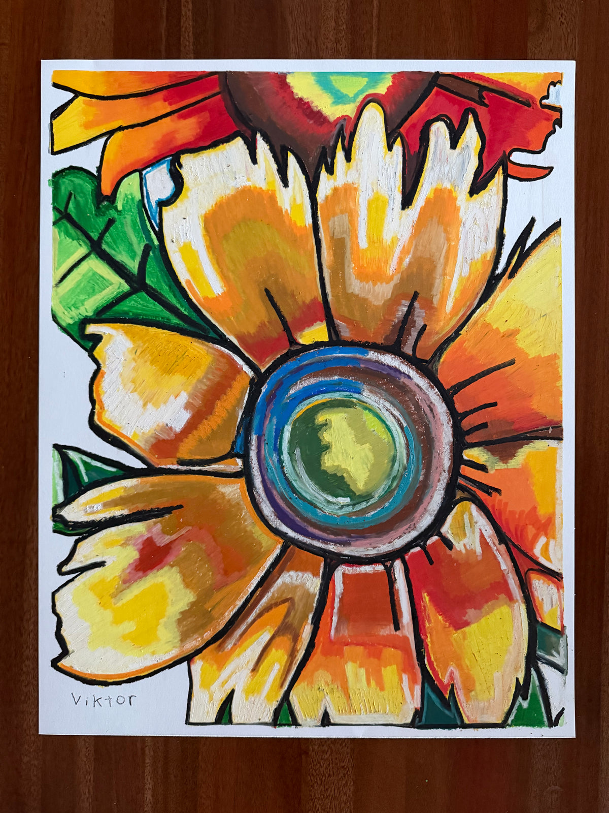 Sunflower Serenade - ORIGINAL OIL PASTEL ARTWORK - 19x24"