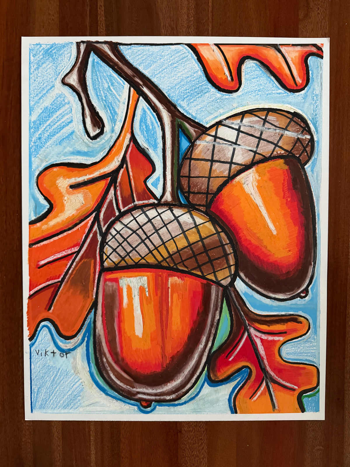 Acorn - ORIGINAL OIL PASTEL ARTWORK - 19x24"
