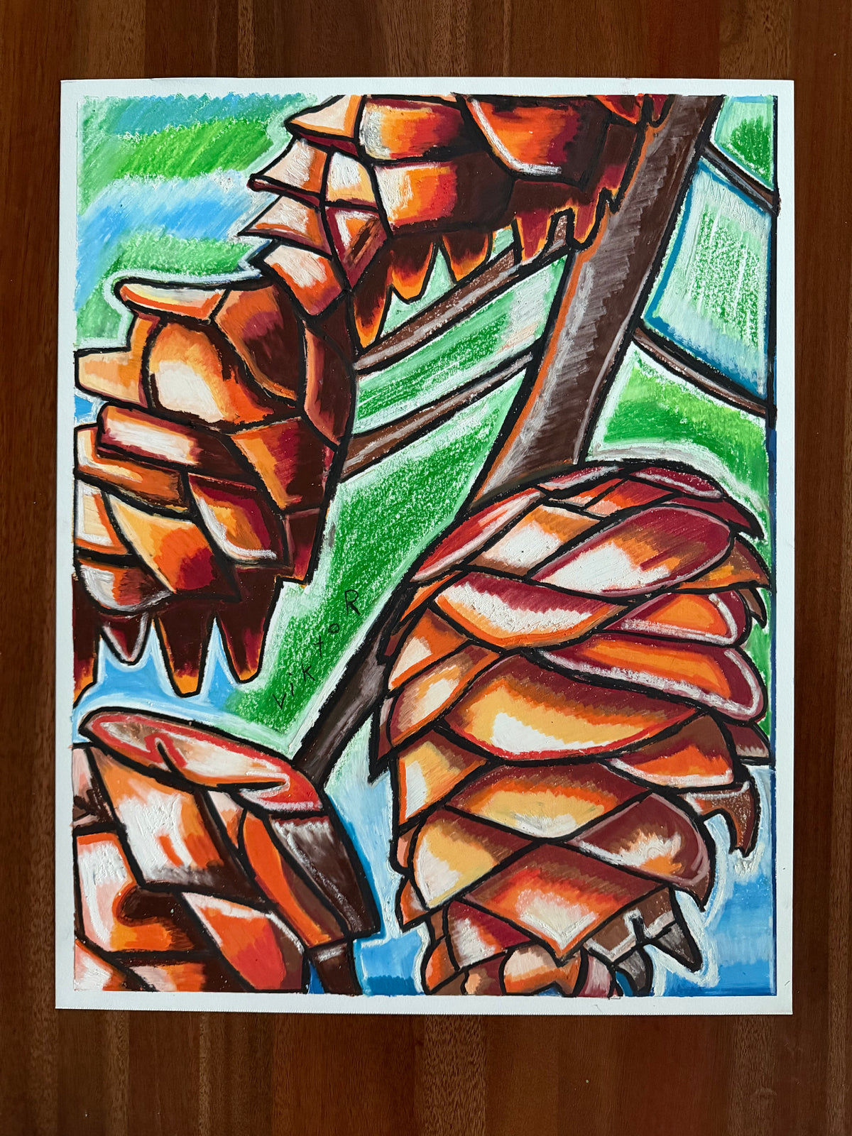 Nature's Ornament - ORIGINAL OIL PASTEL ARTWORK - 19x24"