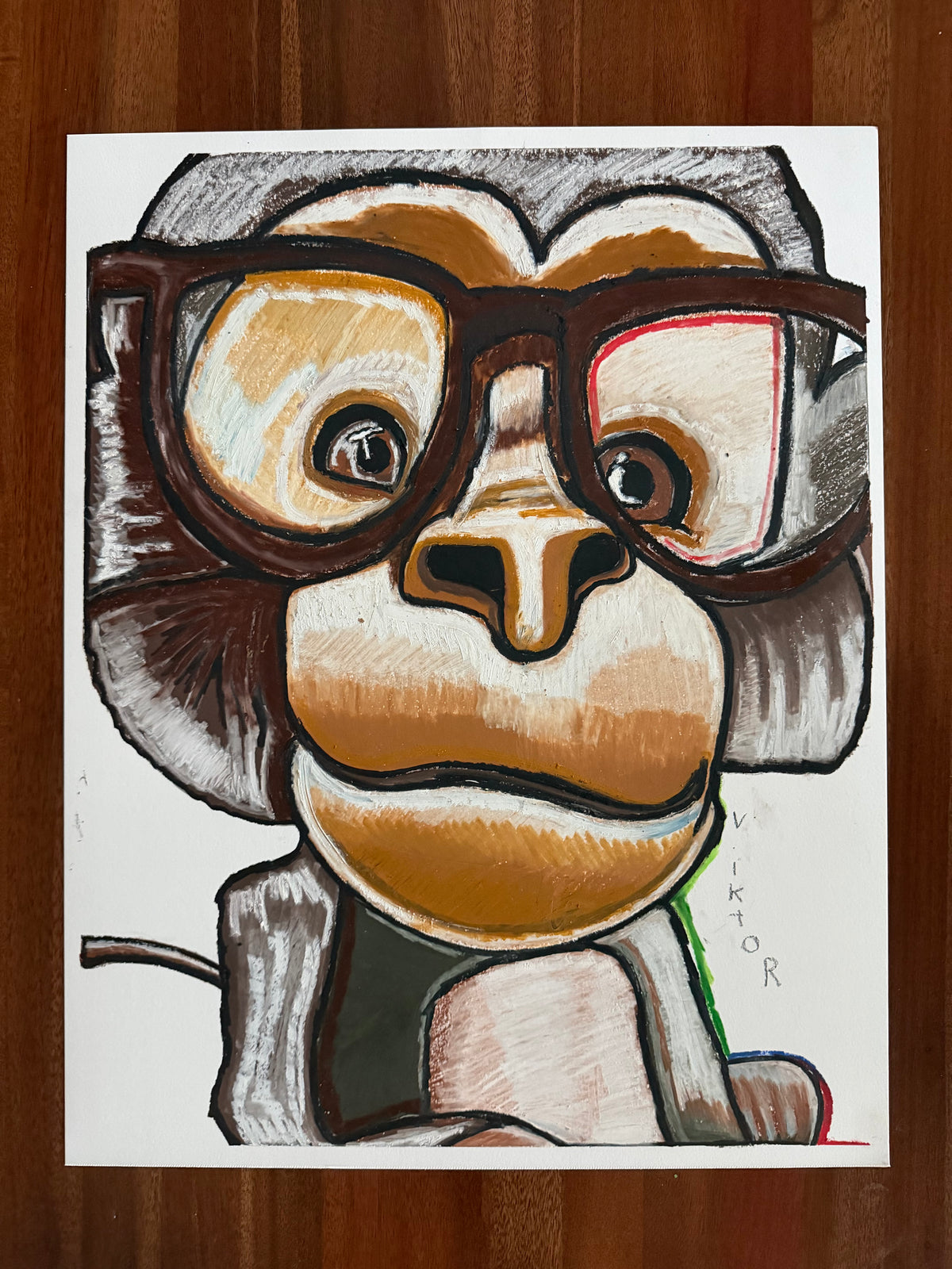 Four-Eyes - ORIGINAL OIL PASTEL ARTWORK - 19x24"