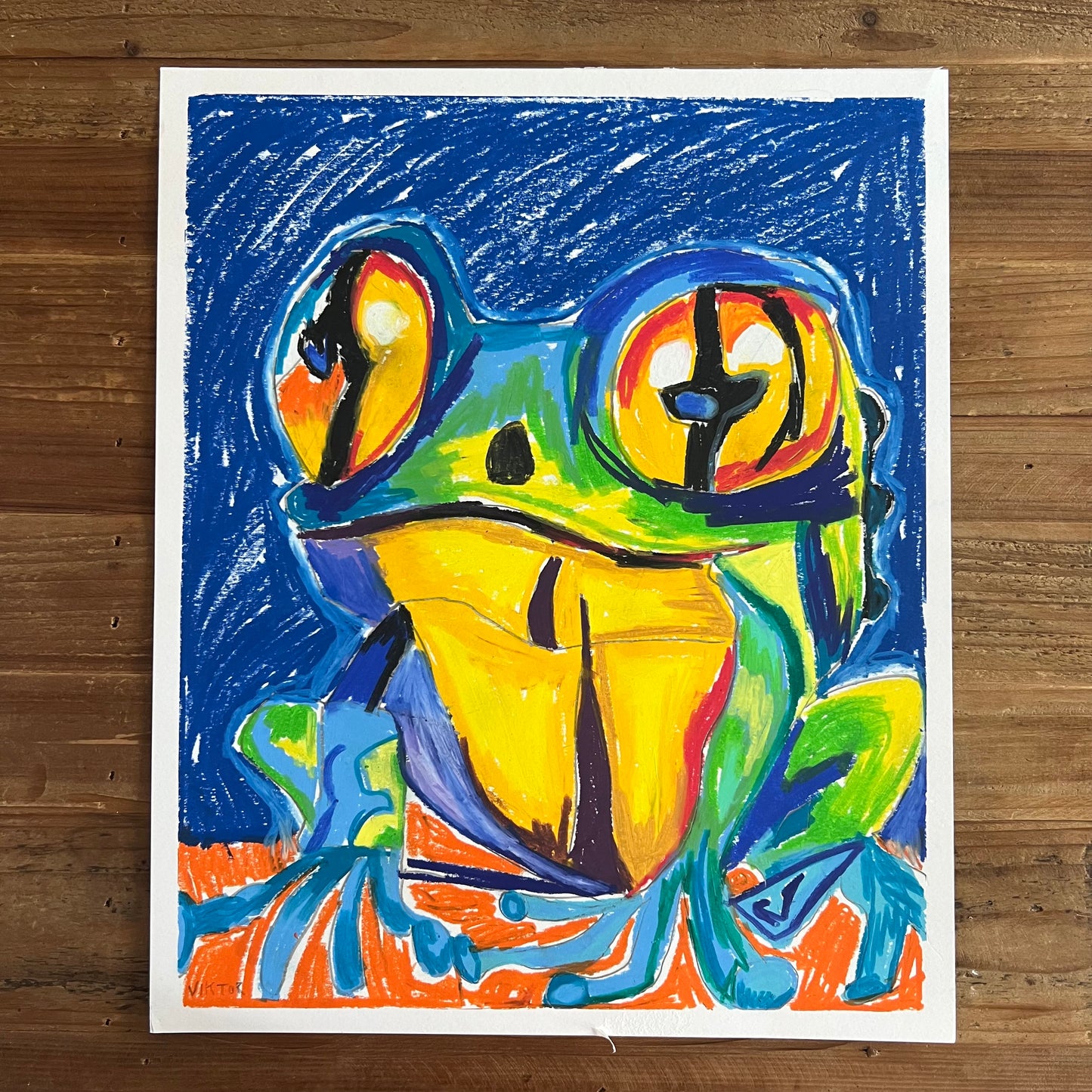 The Blue Frog - ORIGINAL  14x17”