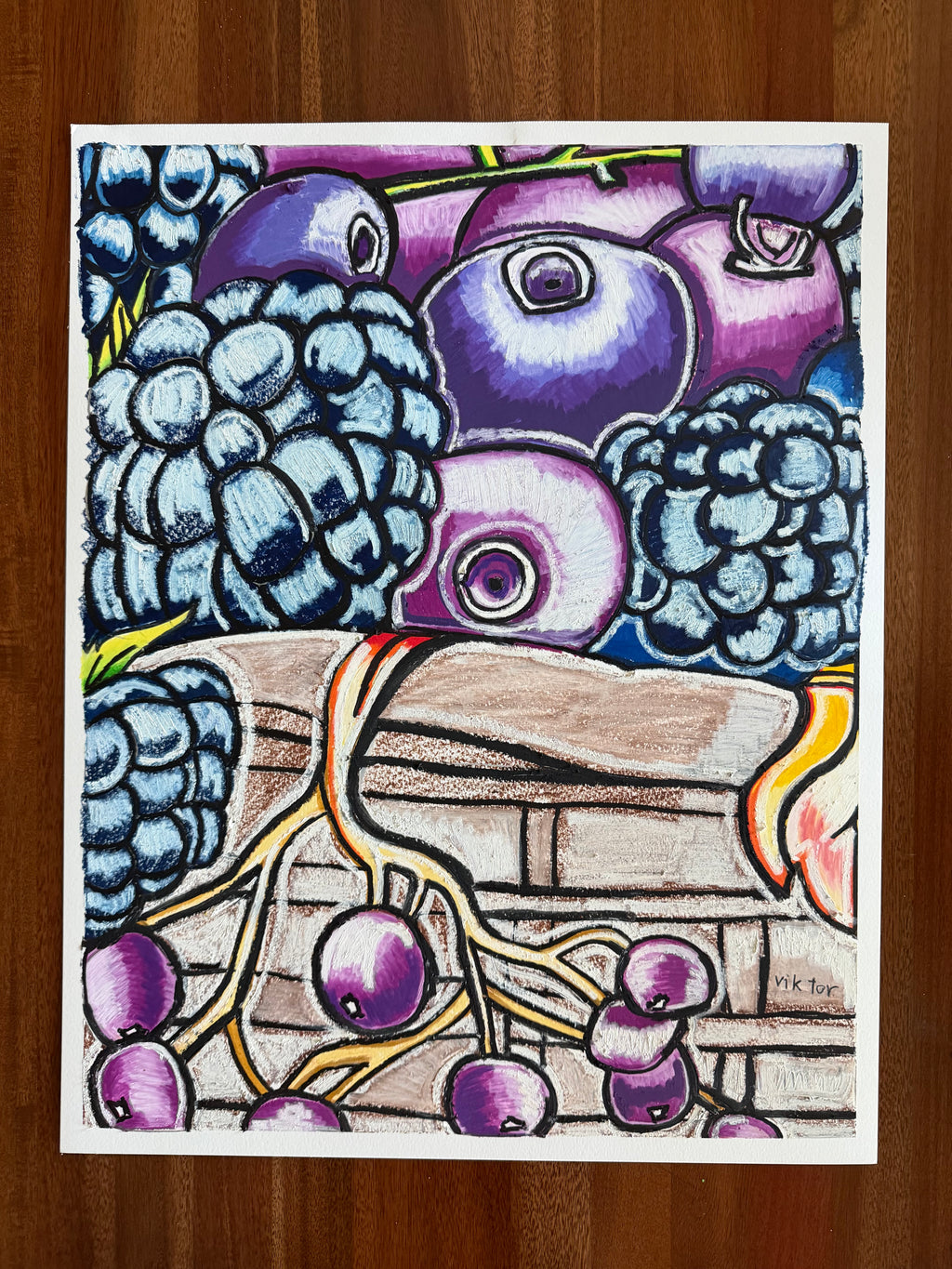 Wild Harvest - ORIGINAL OIL PASTEL ARTWORK - 19x24" (video attached)