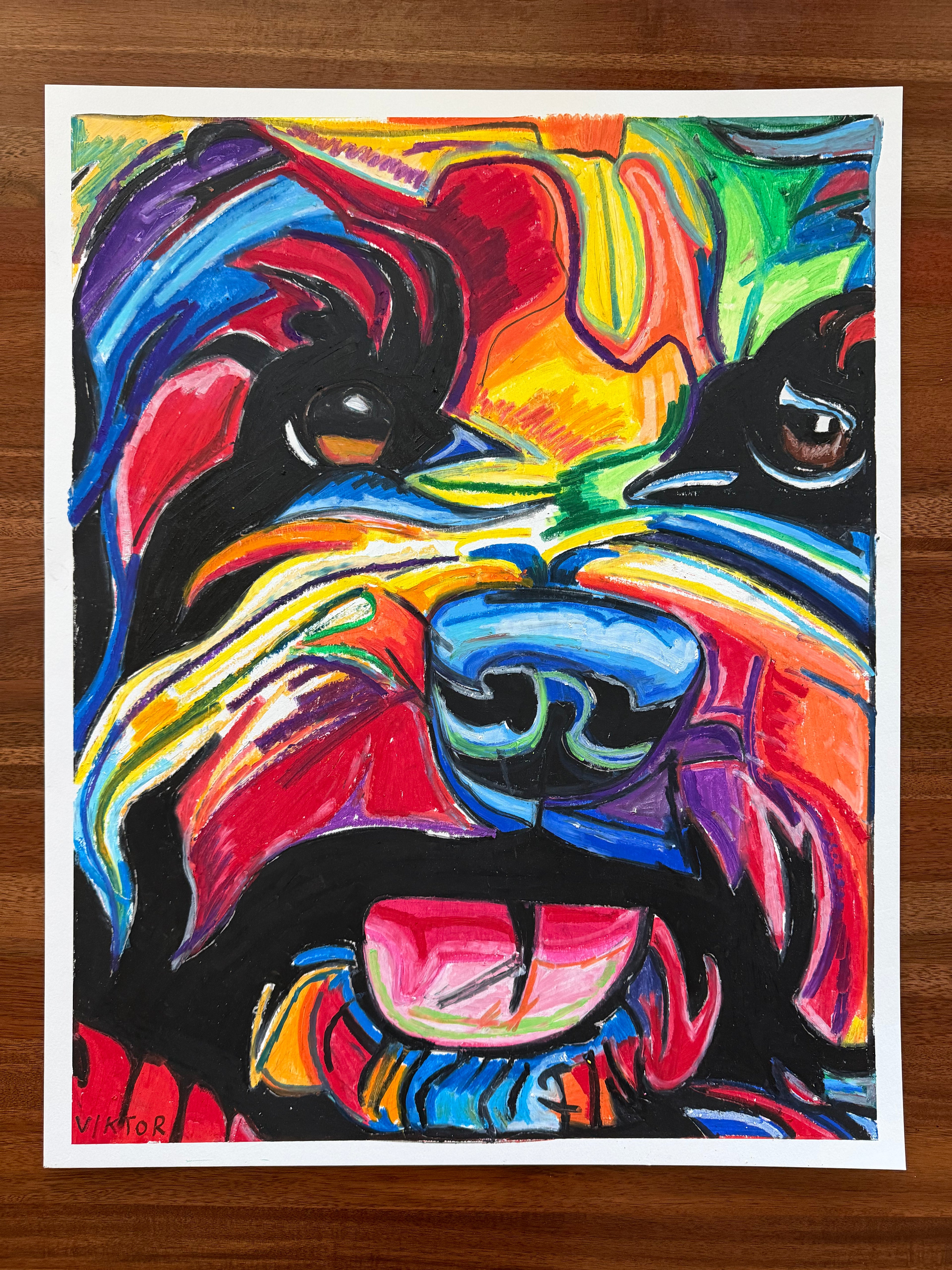 Mochi The Dog - ORIGINAL OIL PASTEL ARTWORK - 19x24" (video attached)