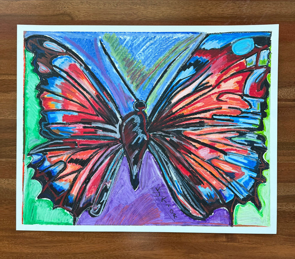 Butterfly Bliss - ORIGINAL OIL PASTEL ARTWORK - 24x19" (video attached)