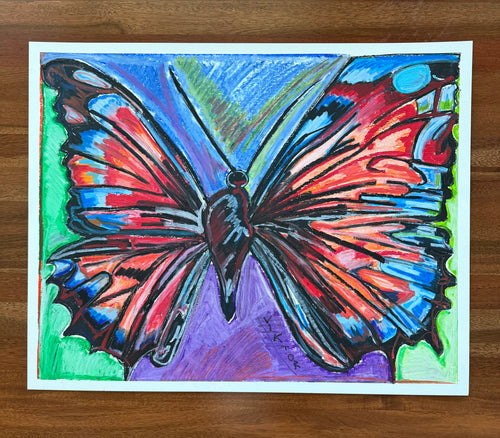 Butterfly Bliss - ORIGINAL OIL PASTEL ARTWORK - 24x19" (video attached) - Vichy's Art