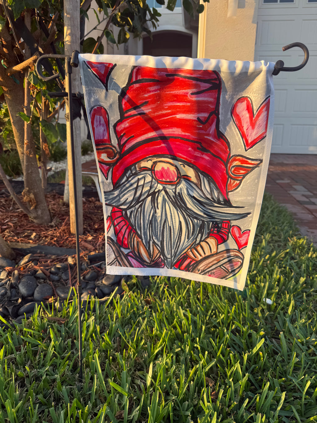 Valentine's Gnome - Garden flag - Vichy's Art