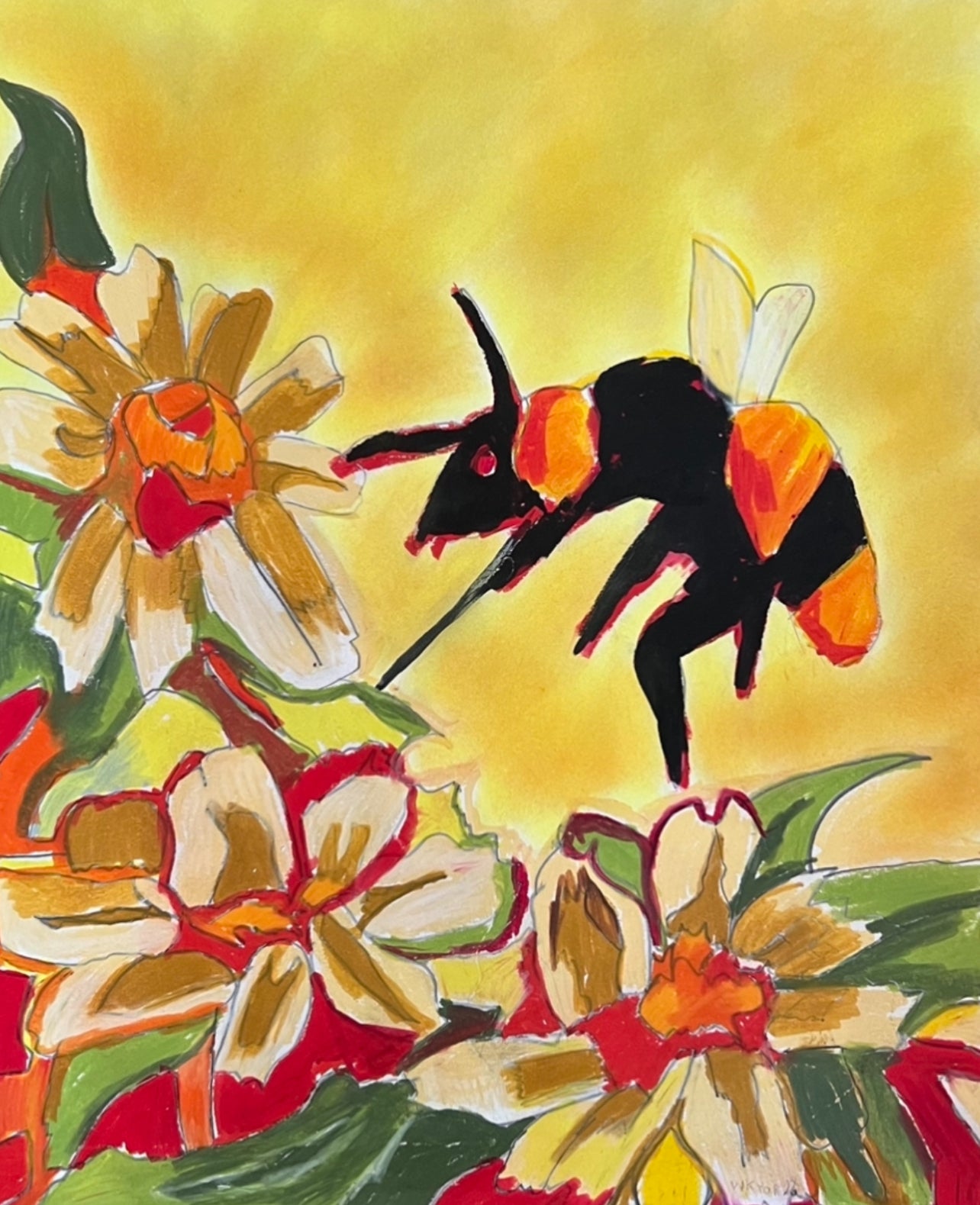 Sunflowers and the Bee - fine prints of original artwork