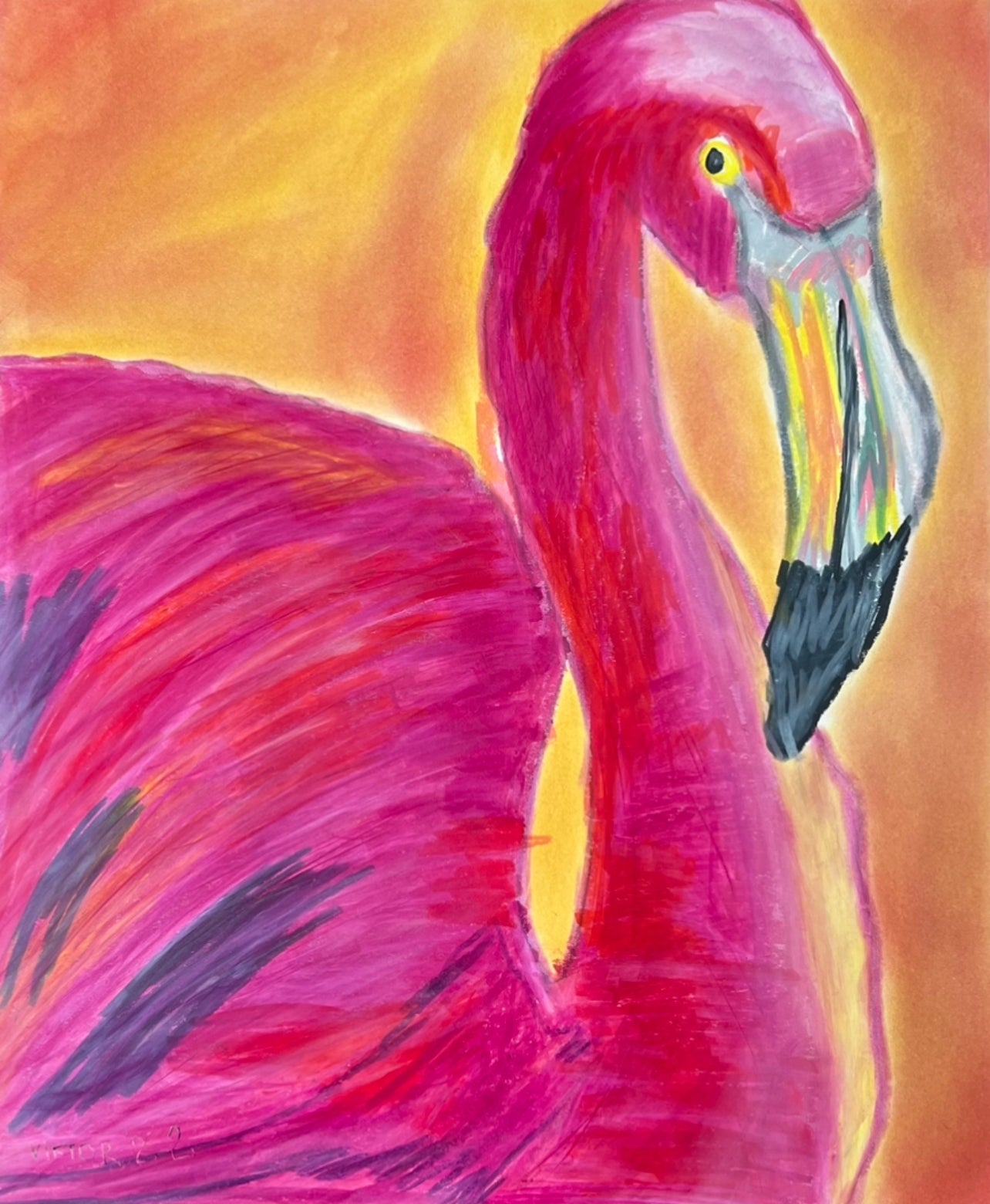 Great Pink Flamingo - Stretched Canvas Print in more sizes
