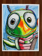 The Whimsy Grasshopper - ORIGINAL OIL PASTEL ARTWORK - 19x24"