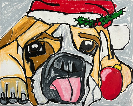 Santa Bulldog - Art Prints