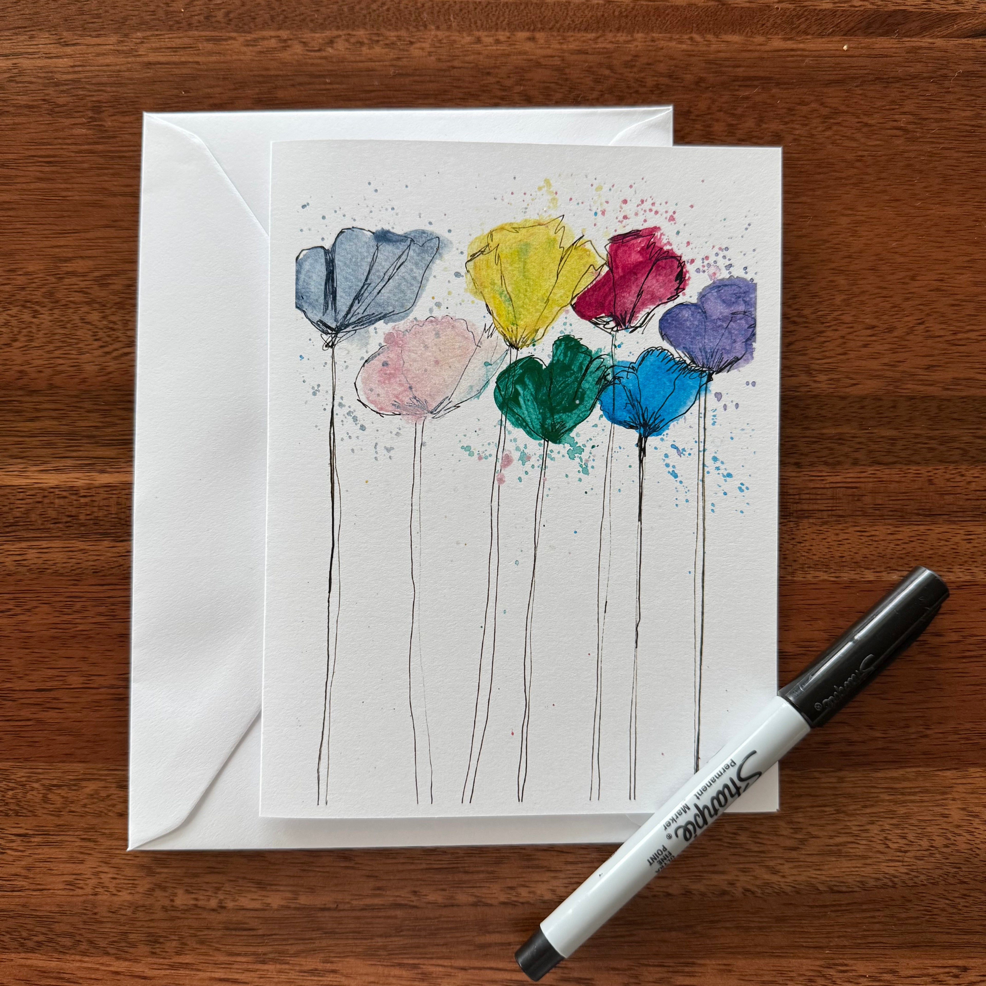 7 Flowers - Greeting card
