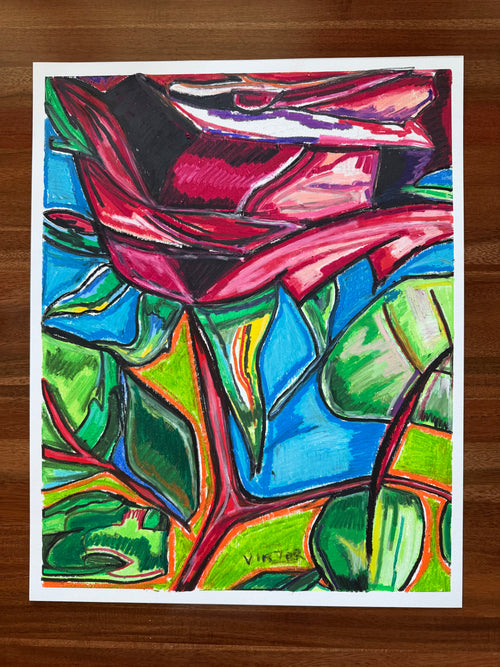 Bourbon Rose - ORIGINAL OIL PASTEL ARTWORK - 19x24" (video attached) - Vichy's Art