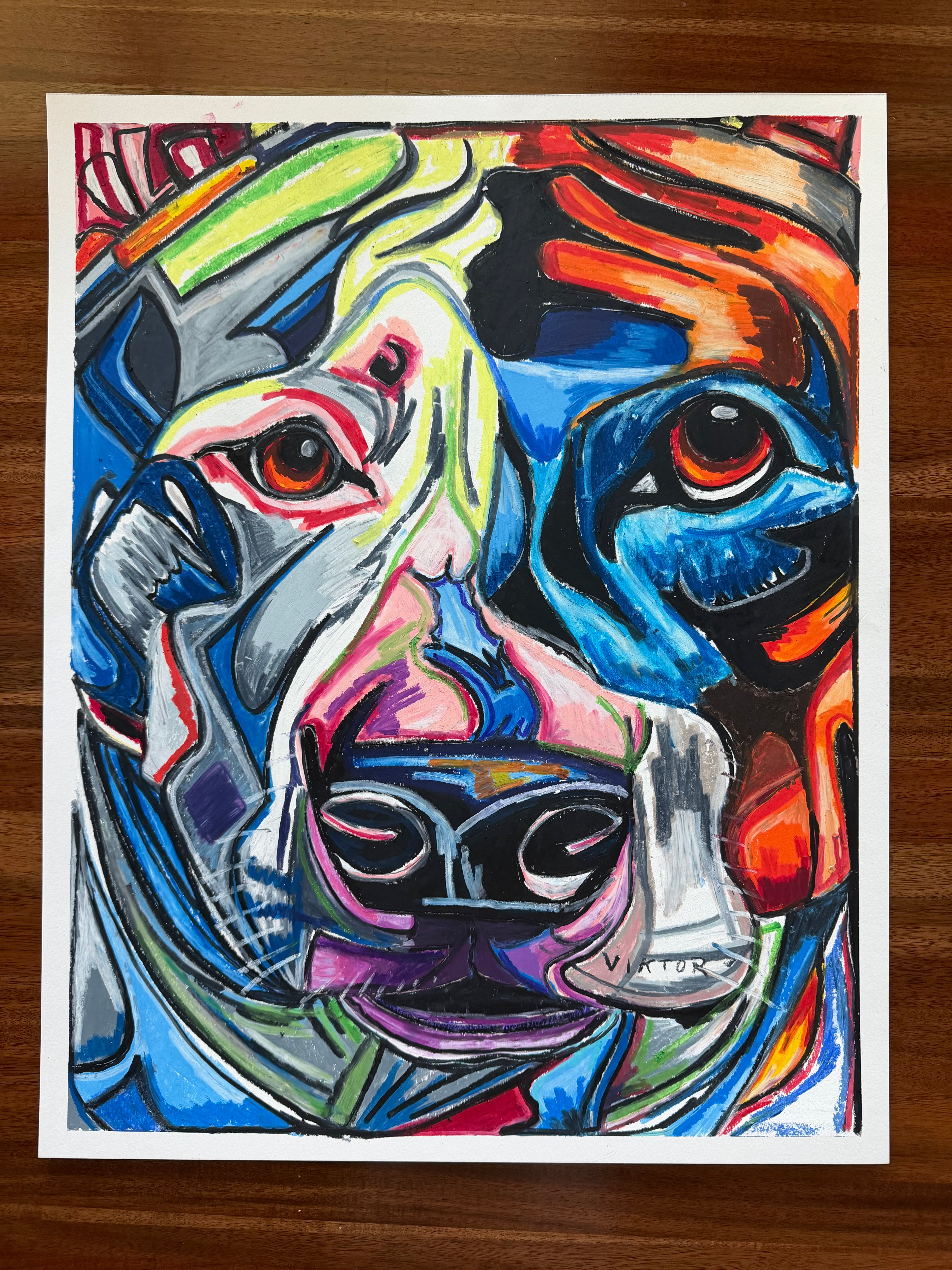 Rocky - ORIGINAL OIL PASTEL ARTWORK - 19x24" (video attached)