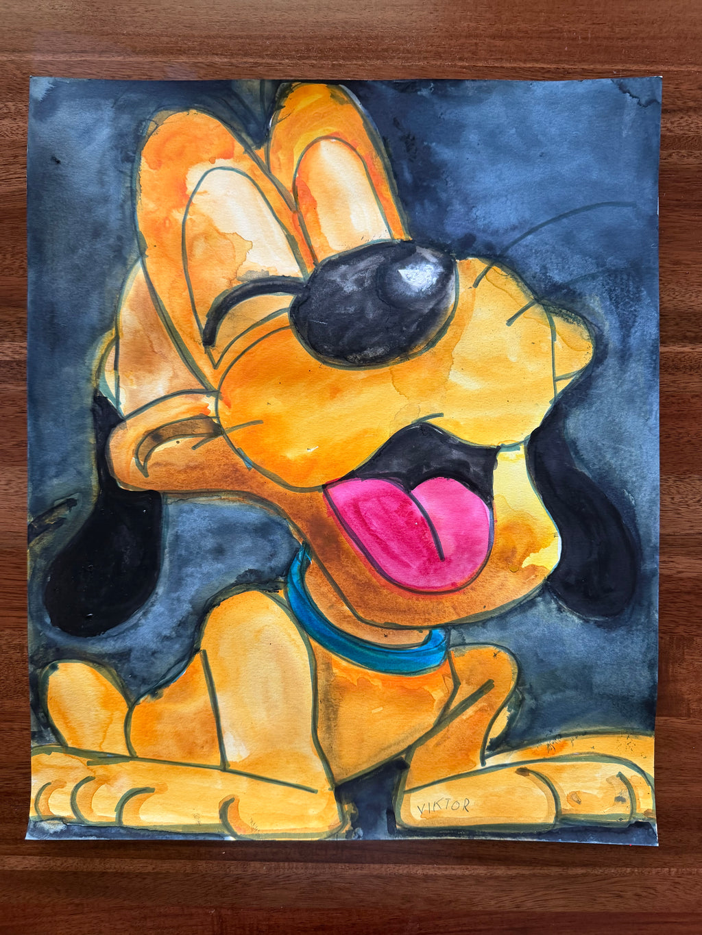 The Orange Dog - ORIGINAL Watercolor ARTWORK - 14x17" (video attached)