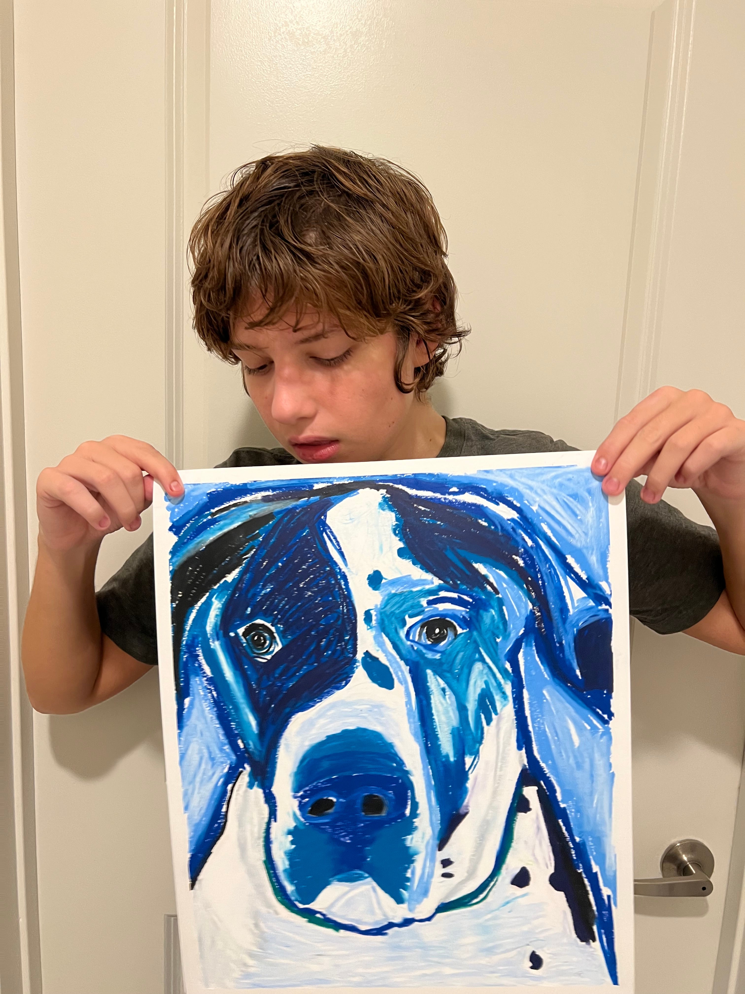 The Blue Great Dane  - ORIGINAL  14x17”