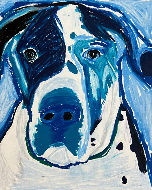 The Blue Great Dane - Print, Poster, Stretched Canvas Print