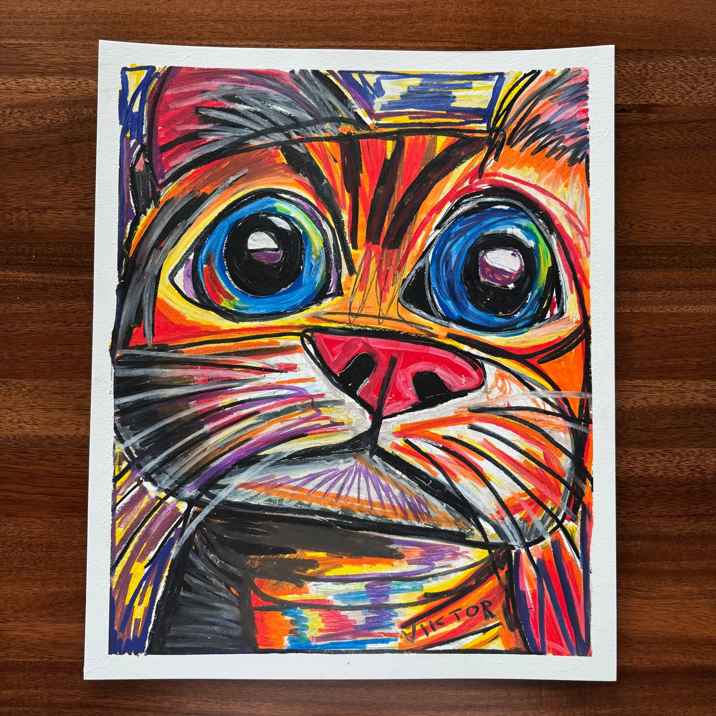 Blue Eyed Cat - ORIGINAL  14x17”