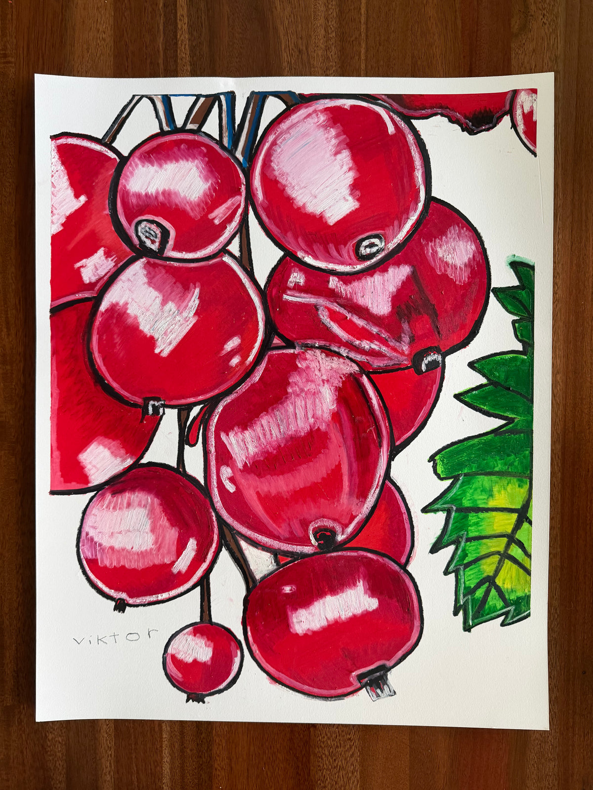 Cranberries - ORIGINAL OIL PASTEL ARTWORK - 19x24"
